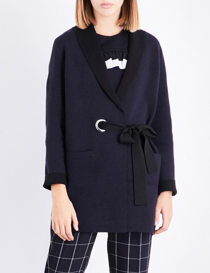 CLAUDIE PIERLOT Wrap-around knitted cardigan | blue front tie cardigans