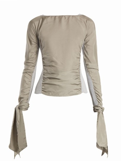 LEMAIRE Contrast-panel ruched crepe de Chine top