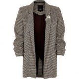 River Island Cream heritage check ruched sleeve blazer