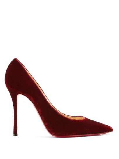 CHRISTIAN LOUBOUTIN Decoltish 100mm velvet pumps ~ burgundy courts ~ dark red court shoes ~ high stiletto heels