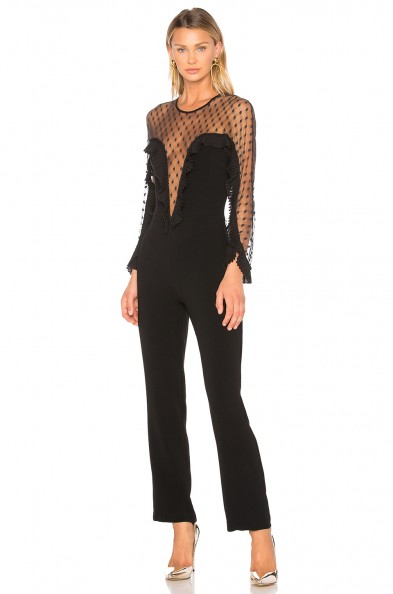 DELFI KEIRA JUMPSUIT ~ black semi sheer jumpsuits