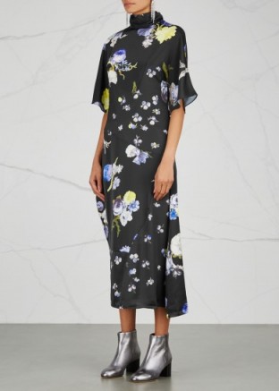 ACNE STUDIOS Dilona floral-print satin maxi dress ~ chic high neck dresses