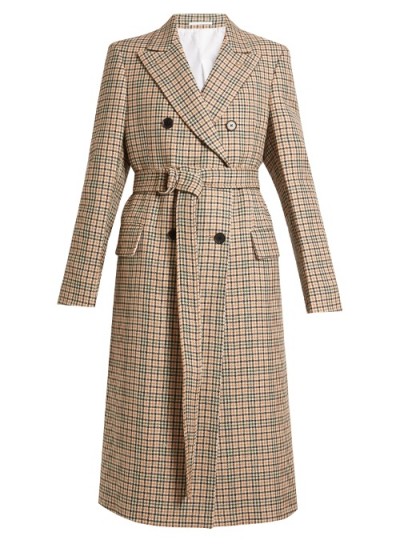 CALVIN KLEIN 205W39NYC Double-breasted checked trench coat ~ belted check print coats