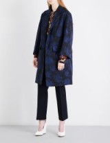 DRIES VAN NOTEN Rodel jacquard coat / navy blue floral coats