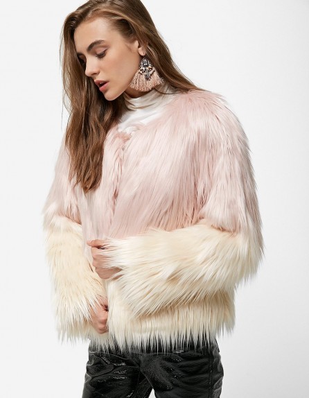 STRADIVARIUS Dyed faux fur coat | shaggy pink ombre coats | glam winter ...