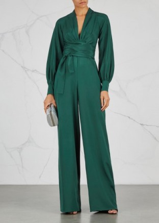 DHELA Emerald silk jumpsuit ~ luxe green jumpsuits