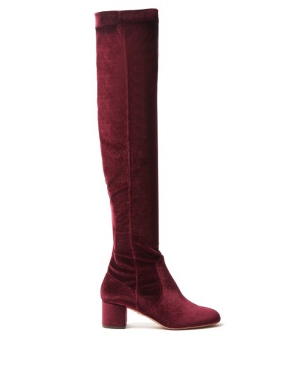 AQUAZZURA Essence velvet over-the-knee boots ~ long burgundy boots