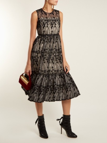 HUISHAN ZHANG Evelia embroidered sleeveless dress ~ black tiered dresses