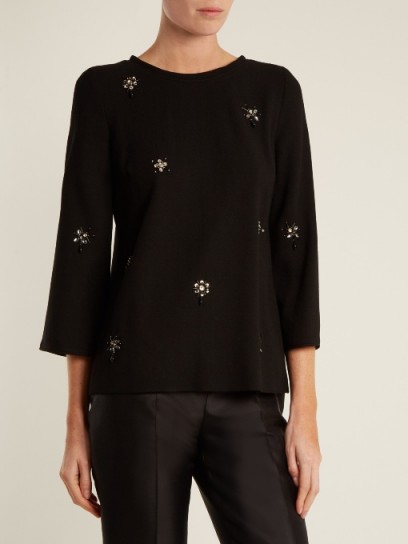 GOAT Ezra bead-embellished wool-crepe top