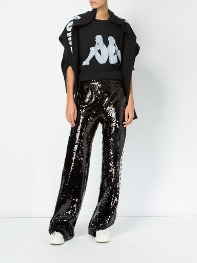 FAITH CONNEXION sequin track pants / shimmering black trousers