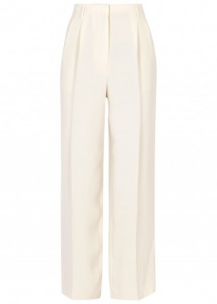 THE ROW Firth wide-leg silk crepe trousers ~ ivory pants