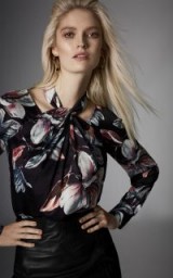 KAREN MILLEN FLORAL NECK-TIE BLOUSE