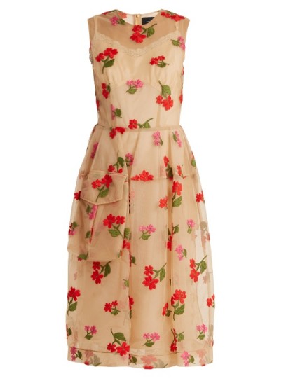 SIMONE ROCHA Floral-embroidered layered tulle dress