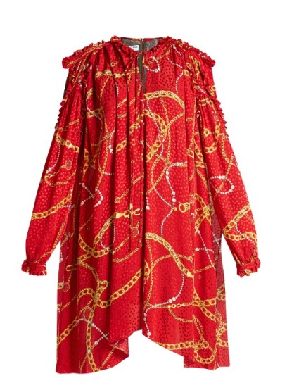 BALENCIAGA Flou dress ~ red chain print dresses