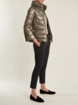 HERNO Funnel-neck quilted down jacket ~ metallic-silver padded jackets