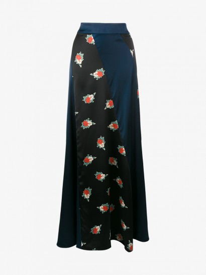 Ganni Glenmore Floral Print Panelled Maxi Skirt ~ long silky skirts