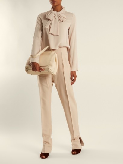 KHAITE Gertrude high-rise twill trousers ~ neutral pants