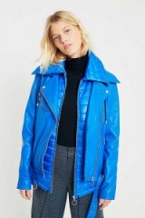 Gestuz Ezra Blue Leather Puffer Jacket ~ padded jackets