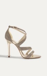 KAREN MILLEN GLITTER STRAP SANDALS – GOLD / party shoes