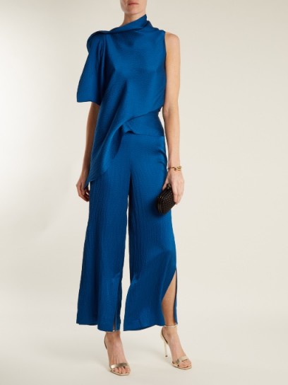 ROLAND MOURET Glover wide-leg hammered silk-satin trousers