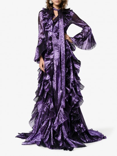 Gucci Iridescent Organdy Ruffle Gown ~ purple statement gowns