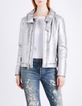 HELMUT LANG Re-Edition Astro Moto metallic padded jacket / shiny silver jackets