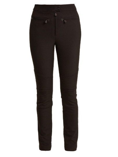 MONCLER GRENOBLE High-rise slim-leg ski trousers ~ black jersey skinny pants