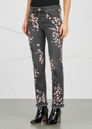 ISABEL MARANT Holan grey floral-embroidered jeans