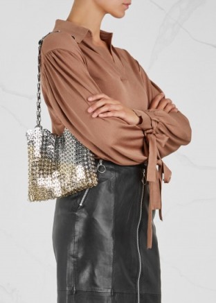 PACO RABANNE Iconic two-tone shoulder bag ~ luxe metallic bags