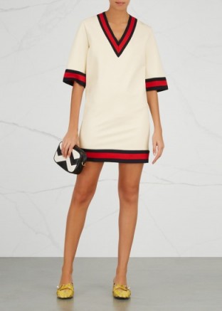 GUCCI Ivory striped stretch-knit dress