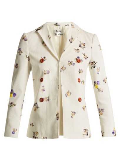 ACNE STUDIOS Jilva floral-print cotton-corduroy jacket ~ white cord jackets