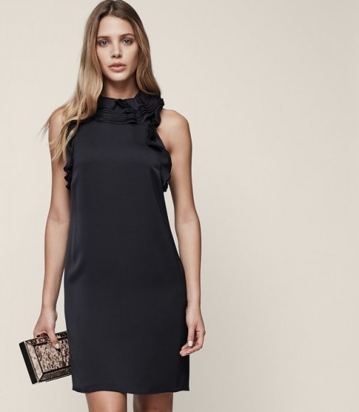 REISS RUFFLE DETAIL COCKTAIL DRESS NIGHT NAVY ~ chic blue party dresses