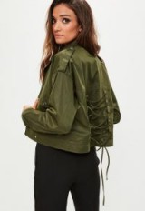 Missguided khaki lace up back military jacket