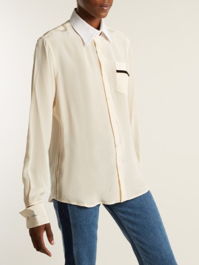 BLOUSE KP point-collar silk-crepe shirt