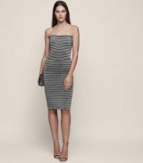 REISS KYM SILVER BANDAGE DRESS SILVER / strapless evening dresses / xmas party / glamour