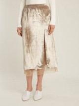 ADAM LIPPES Lace-lined velvet skirt | gold sheer hem skirts