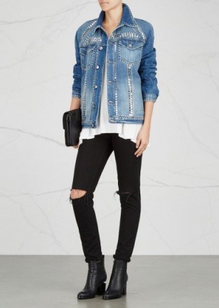 FRAME DENIM Le Studded blue denim jacket ~ stud embellished jackets