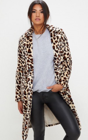 PRETTYLITTLETHING LEOPARD PRINT LONGLINE FAUX FUR COAT – glamorous ...