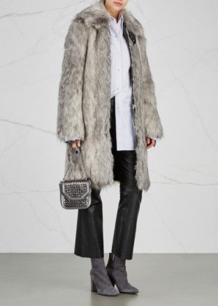 HELMUT LANG Light grey faux fur coat ~ glamorous winter coats