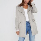 River Island Light grey longline swing coat ~ faux suede coats