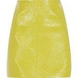 River Island Lime crinkle vinyl mini skirt / shiny, wet-look skirts