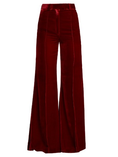 RACIL Lincoln wide-leg velvet trousers ~ red high waist pants