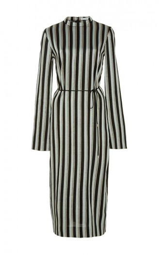 Miranda Kerr stripe midi dress for THE EDIT, September 2017, Protagonist Long Sleeve T-Shirt Dress.