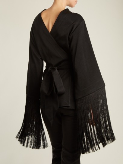 ELLERY Lottery round-neck tassel-embellished top ~ chic black fringed tops