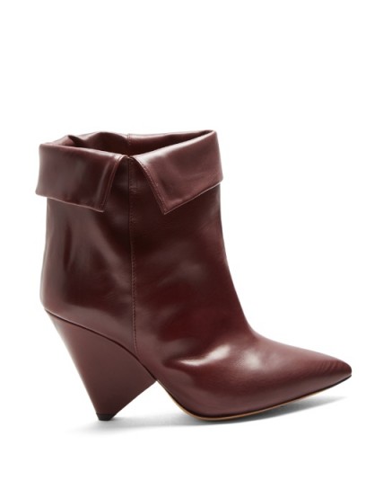 ISABEL MARANT Luliana leather ankle boots ~ burgundy-red cone heel boot