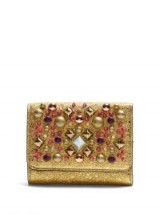 CHRISTIAN LOUBOUTIN Macaron tri-fold embellished leather wallet ~ gold metallic wallets