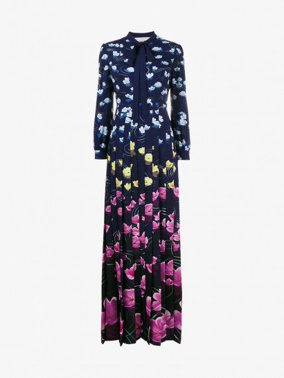 Mary Katrantzou Rainbow Lillies Evening Dress ~ long pleated floral print dresses