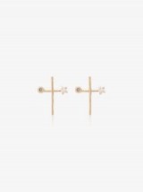 Melissa Joy Manning Diamond And Pearl Cross Earrings – luxe jewellery – crosses