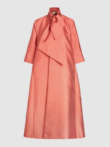 MERCHANT ARCHIVE‎ Neck Tie Silk-Blend Coat ~ pink statement coats