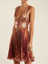 MARIA LUCIA HOHAN Merida pleated lamé mini dress ~ metallic rose-gold pleated dresses